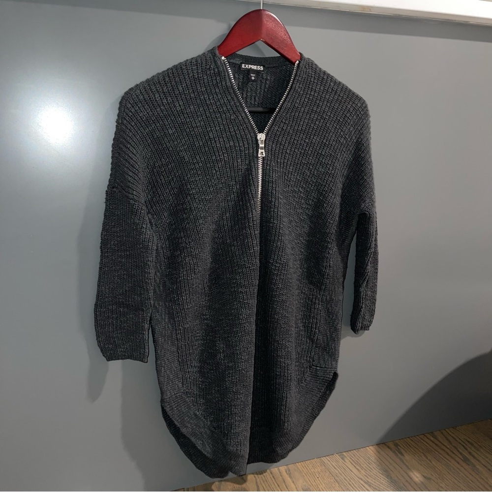 Express Women’s Sweater with Zipper Gray Extra Small